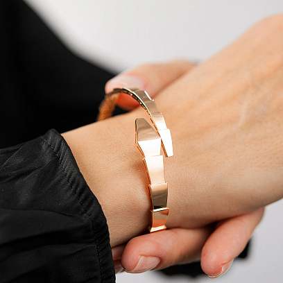 Жесткий браслет "Змея" в красном золоте б05333 №5