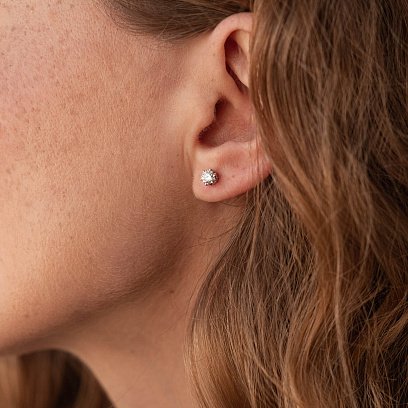 Золоті сережки - пусети з діамантами сб0392 №7