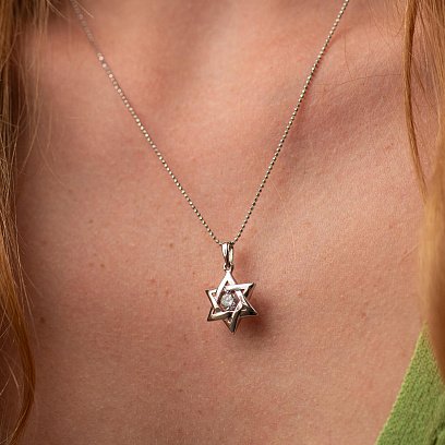 Золота підвіска "Зірка Давида" (фіаніт) п03887 №2