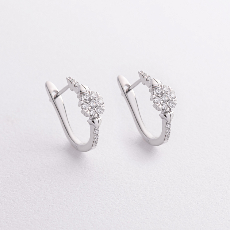 Золотые серьги "Цветочки" (бриллианты) сб0624lg от ювелирного магазина Оникс