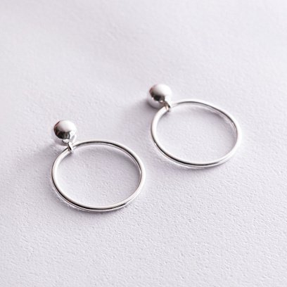 Серебряные серьги - пусеты "Кольца" 123058 №5