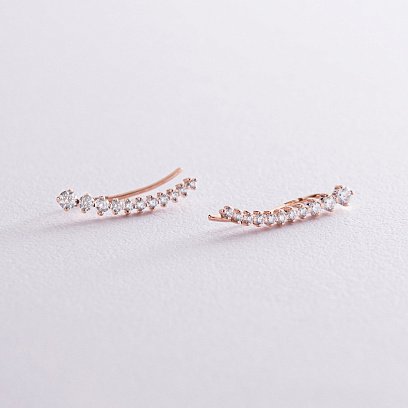 Золотые серьги - клаймберы с фианитами с08236 №2