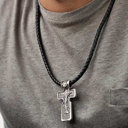 Серебряный крест с распятием (чернением) 132695 №2