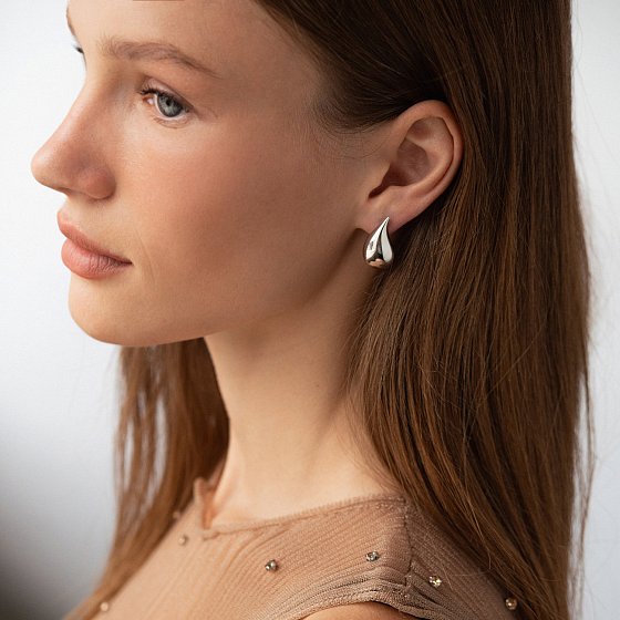 Сережки "Megan" у білому золоті (Small) с09119 №5