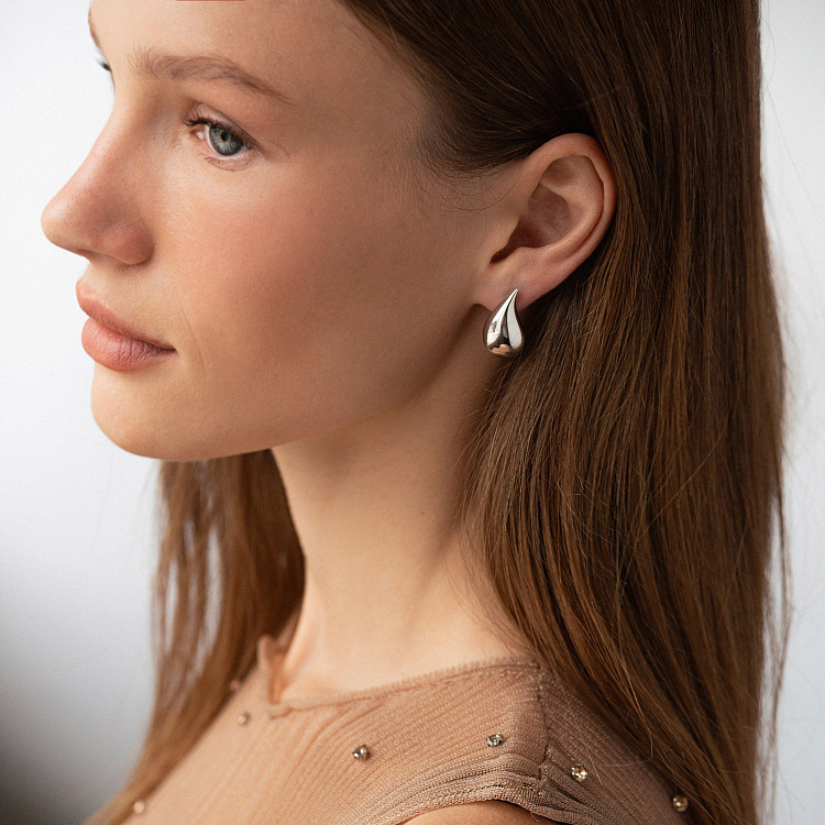 Сережки "Megan" у білому золоті (Small) с09119 від ювелірного магазину Онікс - 4