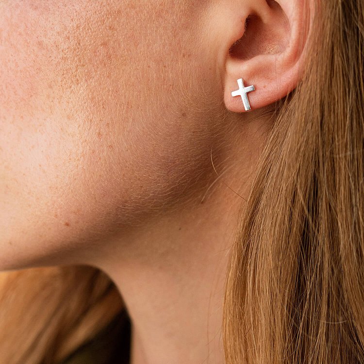 Золоті сережки-пусети з хрестиками с05340 від ювелірного магазину Онікс - 3