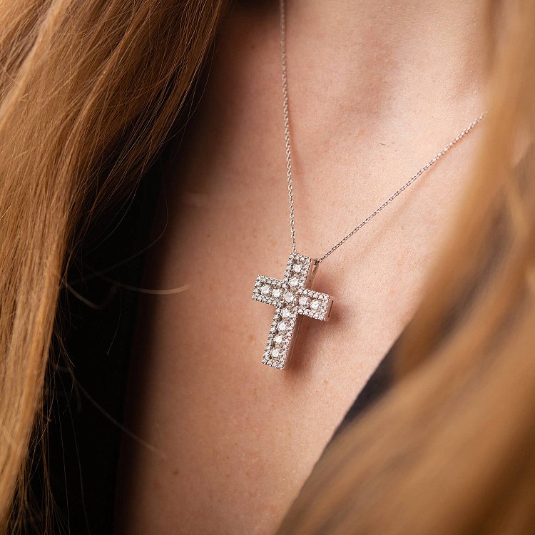 Золоте кольє "Хрестик" з діамантами колб0072di від ювелірного магазину Онікс - 2