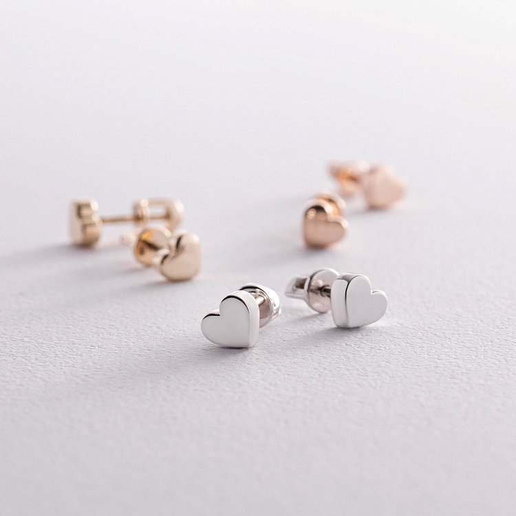 Сережки - пусети "Сердечки" у червоному золоті с08348 від ювелірного магазину Онікс - 9