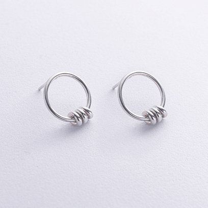 Серебряные серьги - пусеты "Интрига" 122654 №3