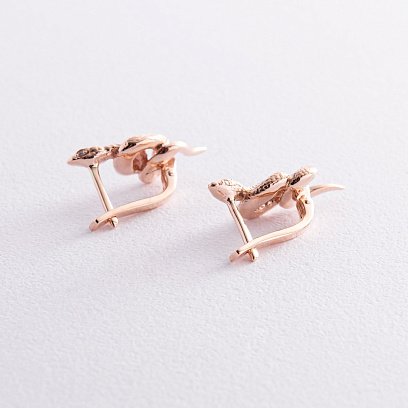 Золоті сережки "Змії" (білі фіаніти) с08470 №3