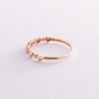 Кольцо "Сердечки" с фианитами (красное золото) к07112 №3