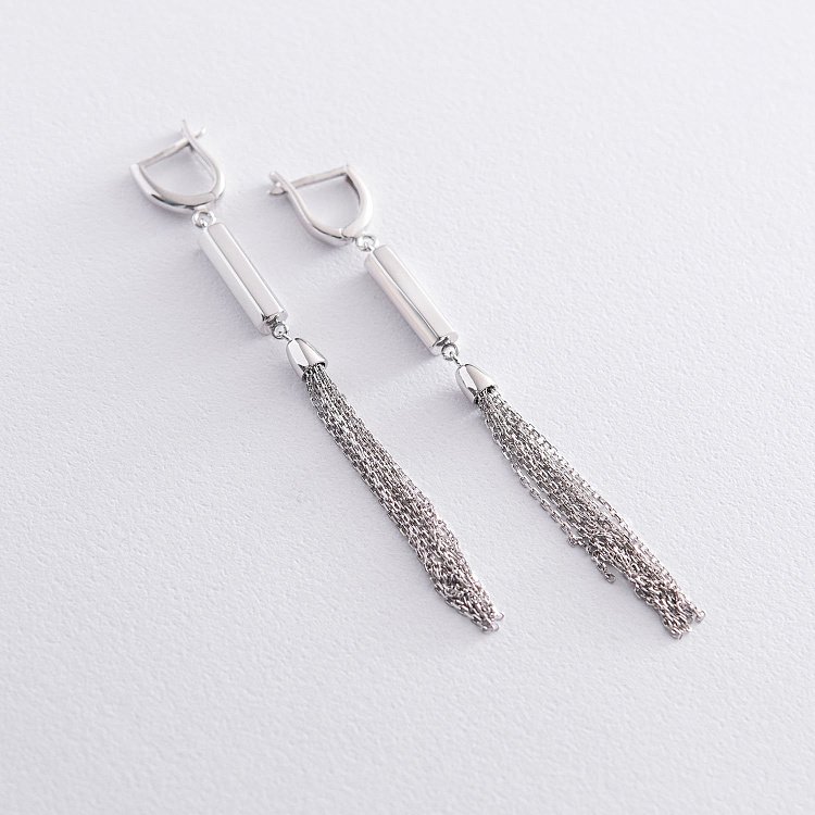 Висячие серьги в белом золоте с06878 от ювелирного магазина Оникс - 1