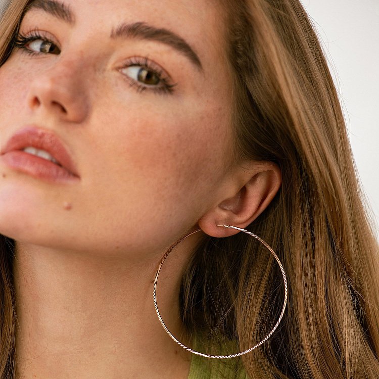 Сережки - кільця в червоному золоті с08624 від ювелірного магазину Онікс