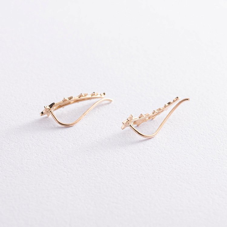 Серьги - клаймберы "Звездочки" в желтом золоте с07392 от ювелирного магазина Оникс - 7