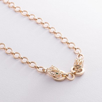 Колье "Пантера" в желтом золоте (фианиты) кол02442 №3