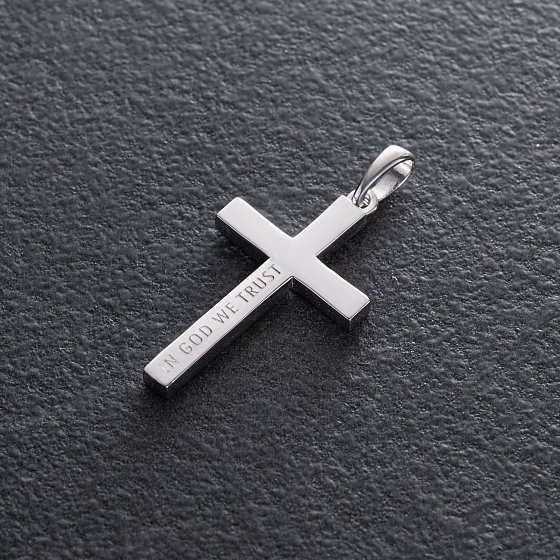 Серебряный крест ручной работы "In God we trust" 132750g №4