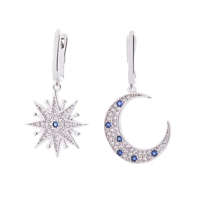 Серебряные серьги "Ночная тематика" (фианит) 122395 Серебряные серьги "Ночная тематика" (фианит) 122395 от ювелирного магазина Оникс