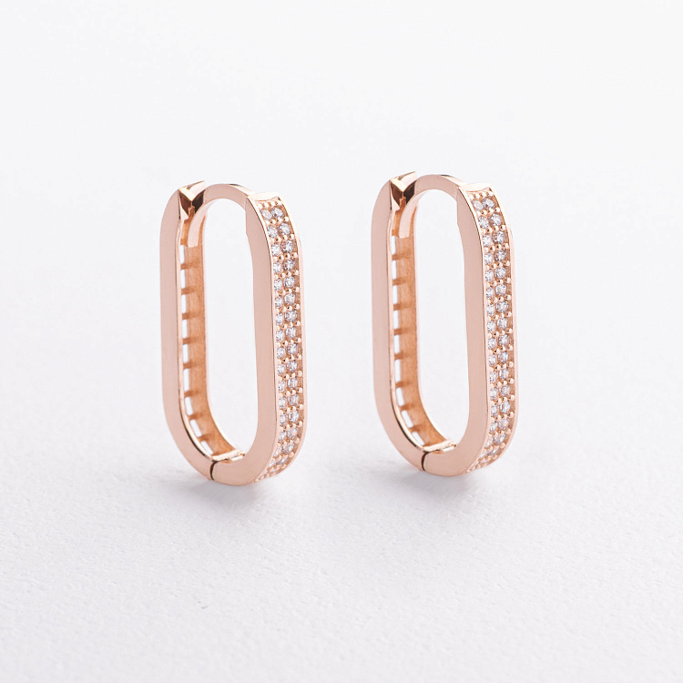 Золотые серьги с фианитами с09644 от ювелирного магазина Оникс