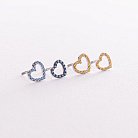 Золоті сережки - пусети "Сердечки" з блакитними та жовтими діамантами 327471121 от ювелирного магазина Оникс - 2