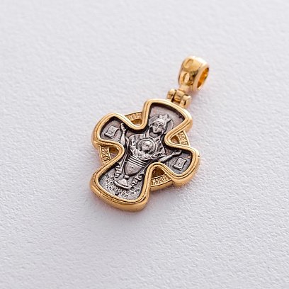 Серебряный крестик с позолотой «Господь Вседержитель. Икона Божией Матери «Неупиваемая Чаша» 131671 №3