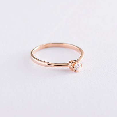 Золотое помолвочное кольцо с фианитами к04205 №3