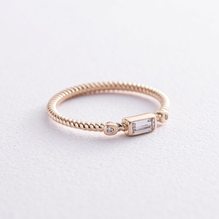 Кольцо "Кайла" в желтом золоте (фианиты) к07399 от ювелирного магазина Оникс - 4