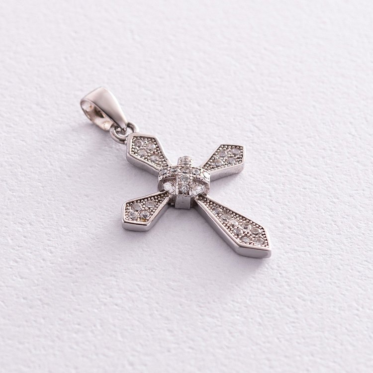 Серебряный крестик с фианитами 132015 от ювелирного магазина Оникс