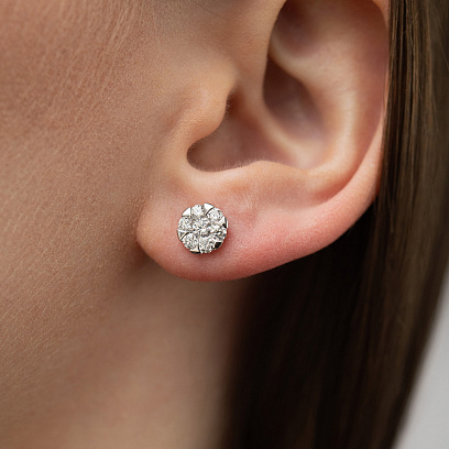 Золоті сережки - пусети (діаманти) сб0621lg №6