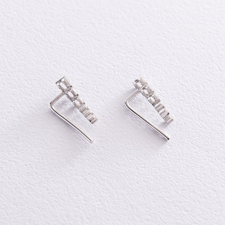 Золотые серьги - клаймберы (бриллианты) 102-10030b от ювелирного магазина Оникс - 5