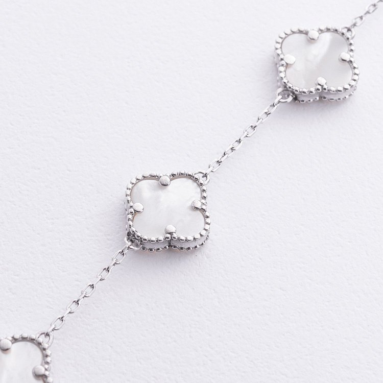 Срібний браслет "Конюшина" з перламутром 141779 від ювелірного магазину Онікс - 4