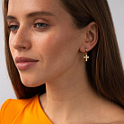 Золотые серьги "Крестики" (фианиты) с04416 от ювелирного магазина Оникс - 1