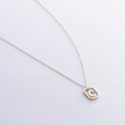 Колье с буквой "С" в желтом золоте кол02463С №3