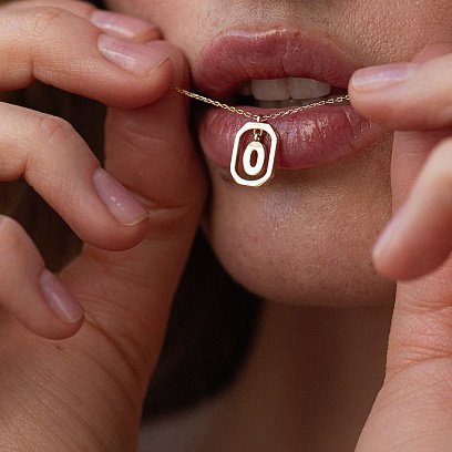 Кольє з літерою "О" у жовтому золоті кол02463о №5