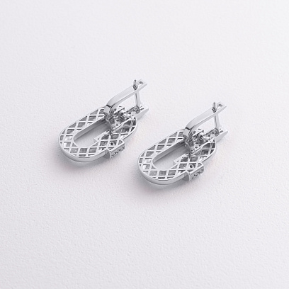 Серьги "Alice" в белом золоте (фианиты) с09558 №3