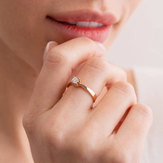 Заручальна золота каблучка з діамантом 220142421 №5