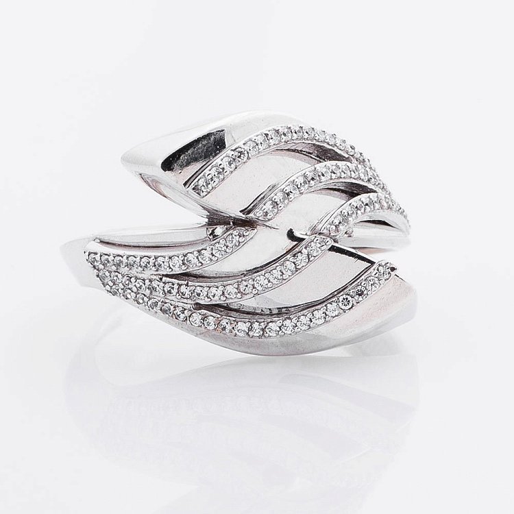 Золота каблучка з фіанітами к01771ж від ювелірного магазину Онікс - 1