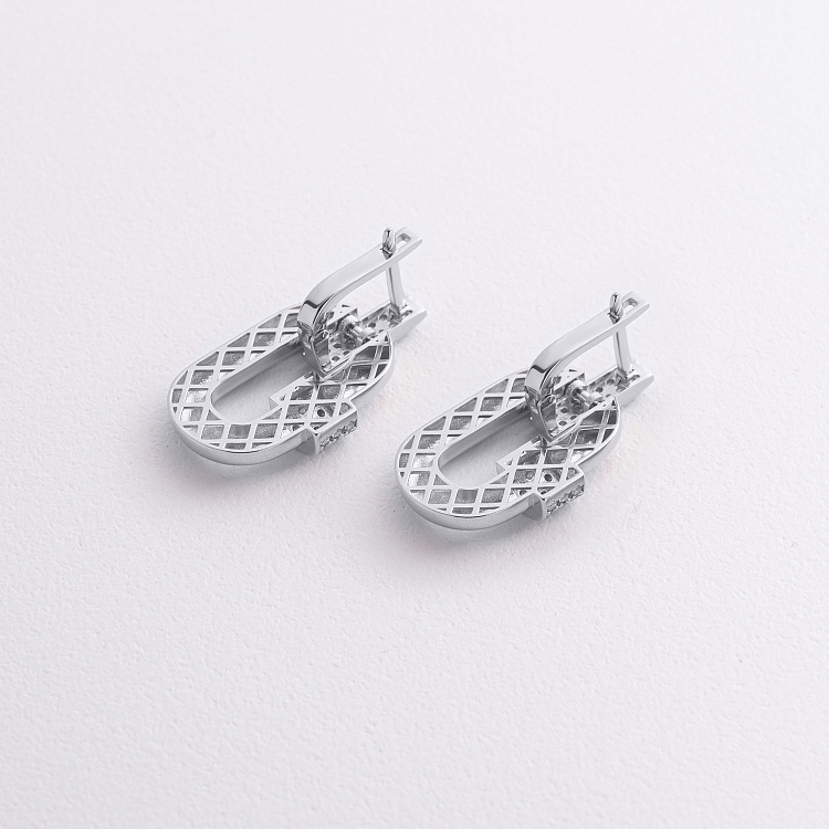 Серьги "Alice" в белом золоте (фианиты) с09558 от ювелирного магазина Оникс - 2