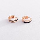 Золотые серьги - кольца с черными фианитами с07447 от ювелирного магазина Оникс - 2