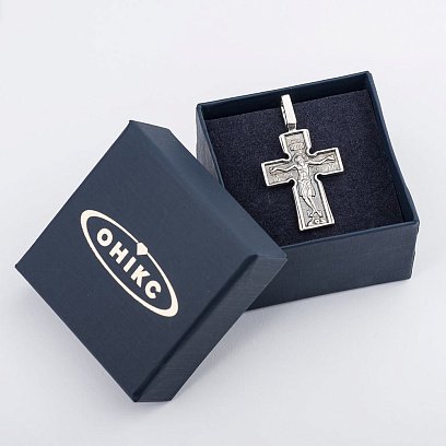 Серебряный православный крестик с чернением " Распятие. Божия Матерь" Воплощение". Пять святителей" 13437 №8