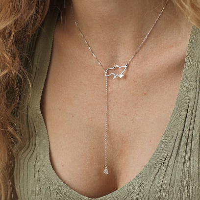 Золоте кольє - краватка "Карта України" (куб. цирконій Swarovski у формі серця) ﻿4050б №5