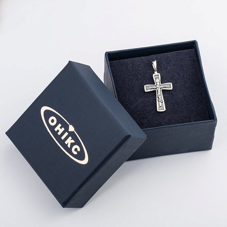 Серебряный православный крестик с распятием 131652 от ювелирного магазина Оникс - 2