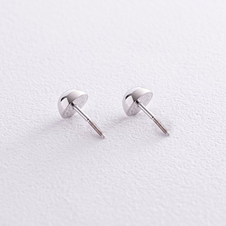 Сережки - пусети "Напівсфера" у білому золоті (0.7 см) с08205 від ювелірного магазину Онікс - 4