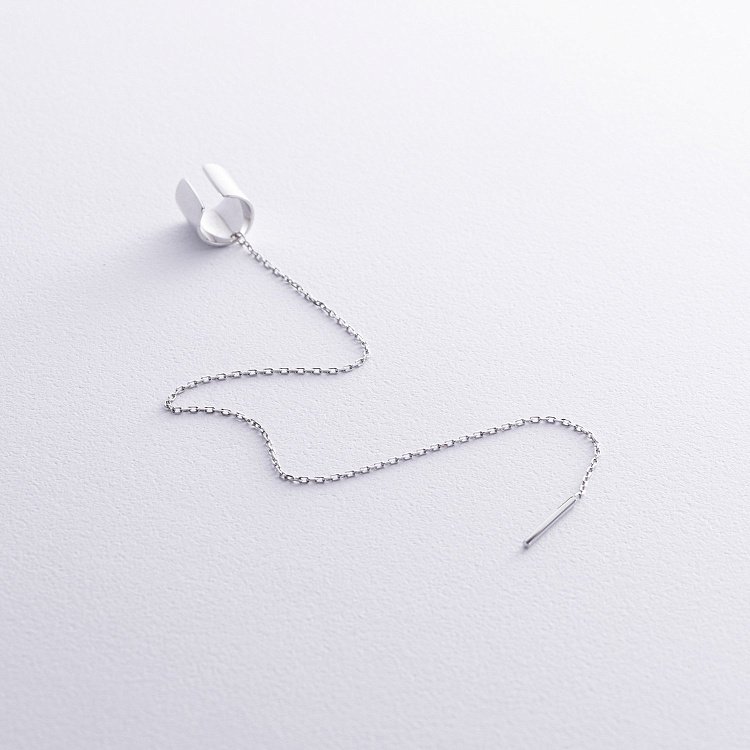 Серьга - каффа с цепочкой (белое золото) с08730 от ювелирного магазина Оникс - 5