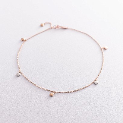 Золотой браслет на ногу "Клевер" б03683 №5