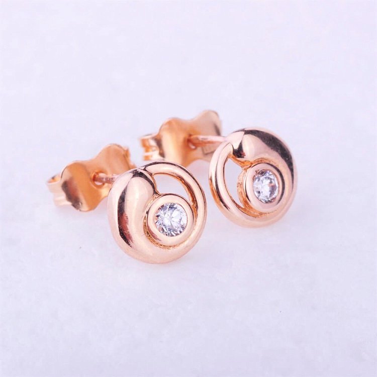 Золоті сережки-пусети з фіанітами (7мм) с02383 від ювелірного магазину Онікс - 1