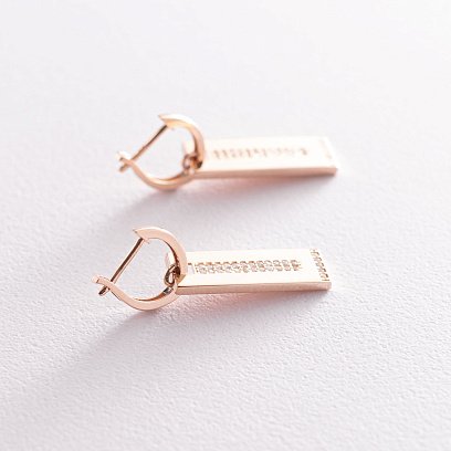 Серьги в красном золоте с фианитами с07162 №3