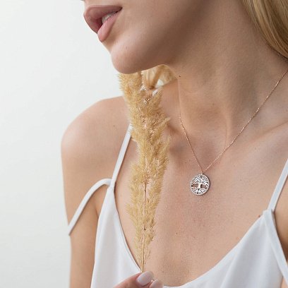 Золоте кольє "Дерево життя" (фіаніт) кол01477 №4