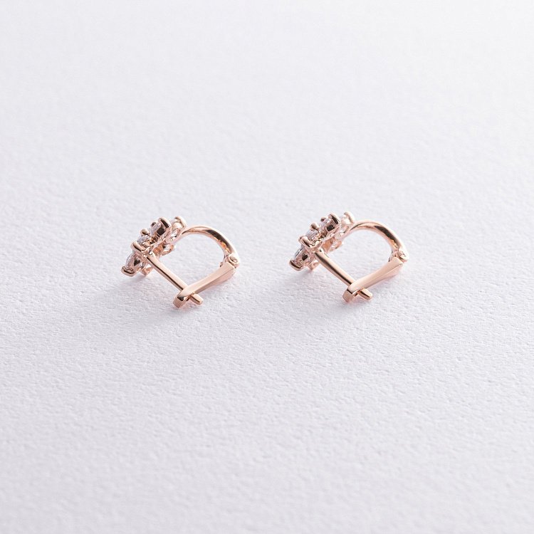 Золоті сережки "Квіточки" з фіанітами с04292 від ювелірного магазину Онікс - 2