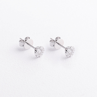 Сережки - пусети в білому золоті (діаманти) сб0725ca №2