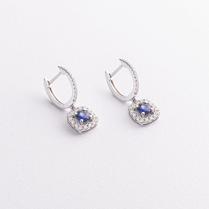 Золотые серьги с бриллиантами и сапфирами сб0640ca